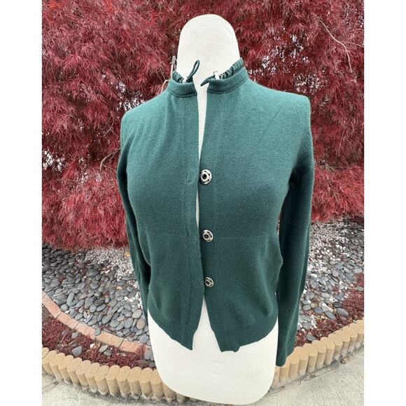 Brunello Cucinelli Women Cashmere Cardigan Sweater Deep Green Snap Front Size M - Picture 7 of 13